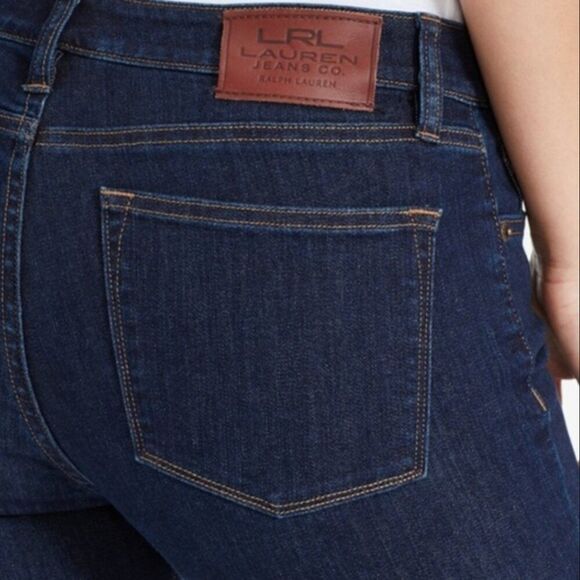 Lauren Ralph Lauren Straight Leg Jeans Classic Dark Wash Blue Stretch Denim 10 - Picture 3 of 14